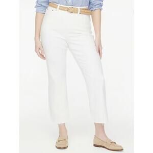 J.crew Factory Curvy Mid-Rise Flare Crop Jean in Signature Stretch WMNS 24 White
